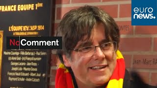 Carles Puigdemont takes in rugby game ahead of Perpignan rally [upl. by Atimad]