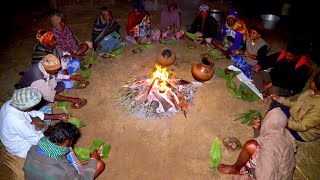 Winter night picnic with santali tribe people  Tribe famous food  village cooking vlog picnic [upl. by Nickola]