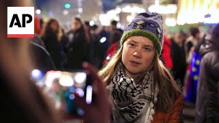 Greta Thunberg joins Tbilisi rally as thousands protest the election they say was rigged [upl. by Leuams]