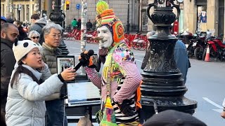 Karcocha Street Art in The Rambla Barcelona 2024 Comedy improvisation 🇪🇸 [upl. by Ingmar]