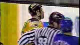 Ken Belanger hits Ulf Samuelsson into the boards from behind 3071999 [upl. by Enniroc]