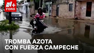 Tromba azota Campeche Onda tropical y canal de baja presión causan desastres  Sábados de N FORO [upl. by Erot]