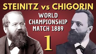 Mikhail Chigorin vs Wilhelm Steinitz  World Championship Match 1889  Round 1 [upl. by Aneehsor492]