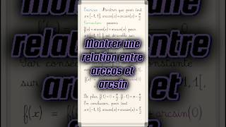 Déterminer la valeur de arccos  arcsin maths cpge pcsi mpsi [upl. by Osicran]