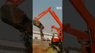 Fourwheeled excavator crane excavator construction machinery [upl. by Tombaugh785]