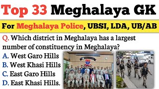 2024 Meghalaya GK for UBSI ABUB Constable etc [upl. by Farly]