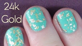 DIY Gold Leaf Nails  24 Carat Gold Topcoat [upl. by Akimrehs501]