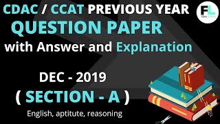 cdac ccat question paper 2019 with answer  ccat previous year question paper and answer SECTION A [upl. by Tiebout]