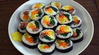 How to make gimbap aka kimbap 김밥 [upl. by Nosilla867]