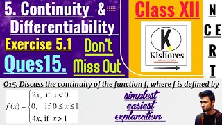 Continuity And Differentiability Class 12  Exercise 51 Q15 [upl. by Mccallum]