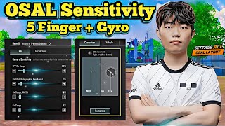 오살 OSAL  PUBG Sensitivity Controls amp Settings ✅ 5 Finger  Gyro 🫡 MVP 🏆 Dpluskiaosal 🌟 [upl. by Avrit]