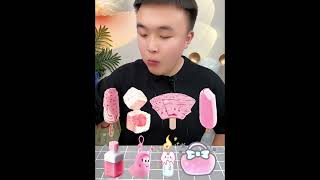 Ice cream all pink crispy delicious very eatingsounds show asmr4 [upl. by Notnelc]