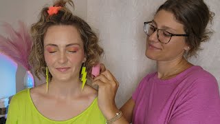 ASMR Perfectionist 1980s Curly School Girl Hairstyle  Makeup application Earrings amp Scrunchie [upl. by Pack]