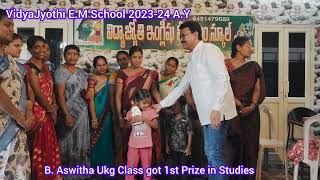 BAswitha Ukg Class got 1st Rank in Studies 202324 AYVidyaJyothiSchool [upl. by Lore]