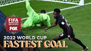 2022 FIFA World Cup FASTEST goal of the tournament feat Canadas Alphonso Davies [upl. by Ahseinod]