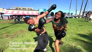 Venice Beach Fight Club Mexico Women KOs Man PLENTY of ACTION [upl. by Bette]