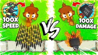 100x Speed vs 100x Damage in Bloons TD 6 [upl. by Rehpetsirhc691]