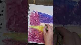 Painting an impressionistic landscape with oil pastels artdemonstration artvideo oilpastelart [upl. by Meyers]