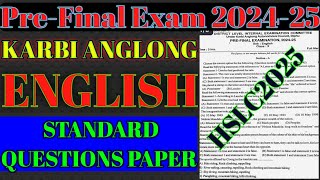 Class 10 pre final exam 202425  English Karbi Anglong  class 10 pre board English question paper [upl. by Thorbert]