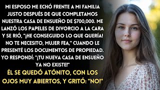 Mi esposo me echó de nuestra casa de ensueño de 700000 y me lanzó los papeles de divorcio Luego [upl. by Aicercal]