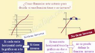 Funciones inversa uno a uno o biunívoca Prueba de la recta horizontal [upl. by Senilec]