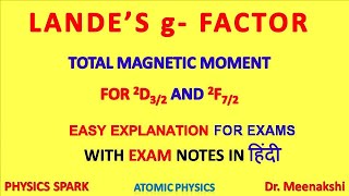 LANDES g  Factor  total magnetic moment  numerical atomic and molecular physics  zeeman effect [upl. by Arahd297]