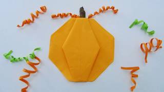 Easy Folding Pumpkin Napkin Fold Tutorial for Halloween or Thanksgiving [upl. by Kit]