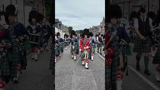 drummajor Esson leads Ballater pipeband march into tomintoul in cairngorms 2024 shorts [upl. by Esil]