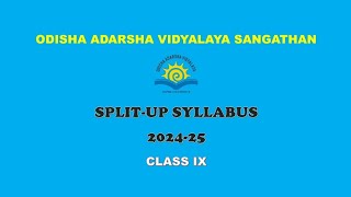 Split Up Syllabus Class IX 9TH  202425 OAV schools  OAVS [upl. by Alyel]