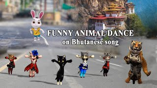 Funny cartoon dance on Bhutanese song  Cat dance [upl. by Deelaw]