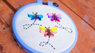 Bordado a mano puntada decorativa26 MARIPOSASRibbon embroidery borderstitch decorativeBUTTERFLY [upl. by Anyat552]