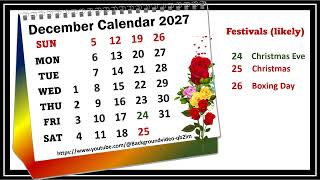 December Calendar 2027 decembercalender2027 [upl. by Carolee178]