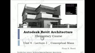 Revit Architecture  Unit 4  Lec 1  Conceptual Mass [upl. by Vaas]