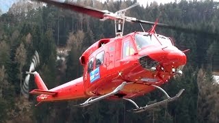 Bell 212 Twin Huey engine start and take off from Karres Heli Austria base [upl. by Irwinn]