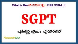 SGPT Full Form in Malayalam  SGPT in Malayalam  SGPT പൂർണ്ണ രൂപം മലയാളത്തിൽ [upl. by Ariaek]