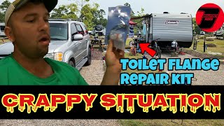 2023 Coleman Lantern 17b RV Toilet Flange Plumbing Failure [upl. by Anaehr72]