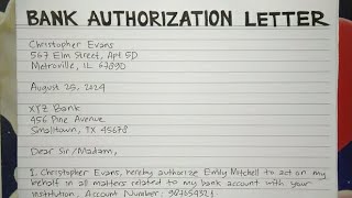 How To Write A Bank Authorization Letter Step by Step Guide  Writing Practices [upl. by Annaira140]