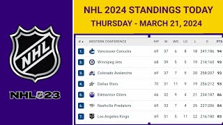 NHL Standings Today as of March 21 2024 NHL Highlights  NHL Reaction  NHL Tips [upl. by Krakow29]