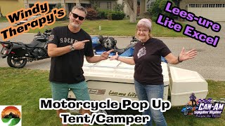 Motorcycle Pop Up TentCamper Leesure Lite Excel Demo with WindyTherapy 🤗💜 [upl. by Vachil]