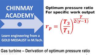 Gas turbine derivation  Optimum pressure ratio for specific work output [upl. by Minardi]