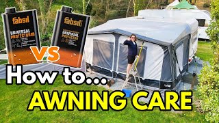 18 Caravan Awning CLEANING and REPROOFING  waterproofing using Fabsil Full Time Caravan Living [upl. by Lena]