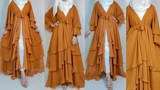 Most trendy Three layer Abaya cutting and stitchingLatest abaya designingmaxi dress burqa design [upl. by Scribner]