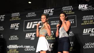 UFC 191 Cara a cara Paige VanZant vs Alex Cahmbers [upl. by Repip]