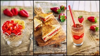 3 IDEE per la COLAZIONE SANA  Con fragole e banane FACILI VELOCI LIGHT  3 healthy breakfast ideas [upl. by Gaulin98]