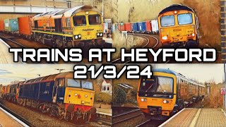 Trains at Heyford 21324 including passenger freight amp LSL ECS operations [upl. by Arymahs]