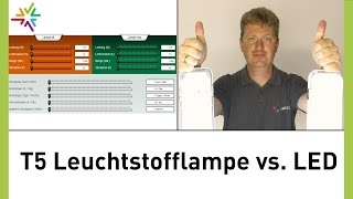 Vergleich T5Leuchtstofflampe vs LED am Beispiel T5LEDFeuchtraumleuchte watt24Video Nr93 [upl. by Tacklind596]