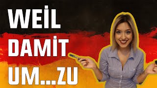 A2 Genel Almanca Dersleri  4Bölüm  weil  da  Damit  umzu Türkçe Konu Anlatımı [upl. by Iren224]