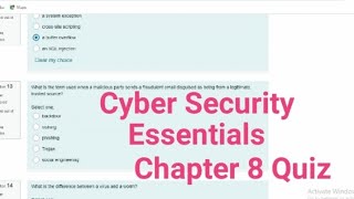 Cyber Security Essentials Chapter 8 Quiz  cyber security essentials chapter 8 quiz [upl. by Annirok]