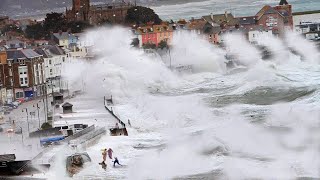 Huge Storm Noa Waves Hits Cornwall England UK  Storm Noa [upl. by Airrat]