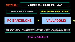 FC BARCELONE  VALLADOLID  4ème journée  Liga  Match football saison 20242025 [upl. by Hercules737]